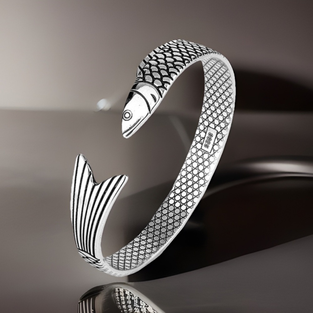 Minimalist Sterling Silver Cuff – Fish Bangle Bracelet, Modern Jewelry cape cod